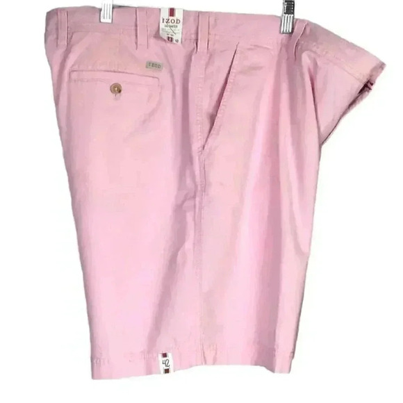 Izod Shorts Men 42 Pink Saltwater Classic Chino Flat Front Coastal Preppy NEW - Picture 3 of 7